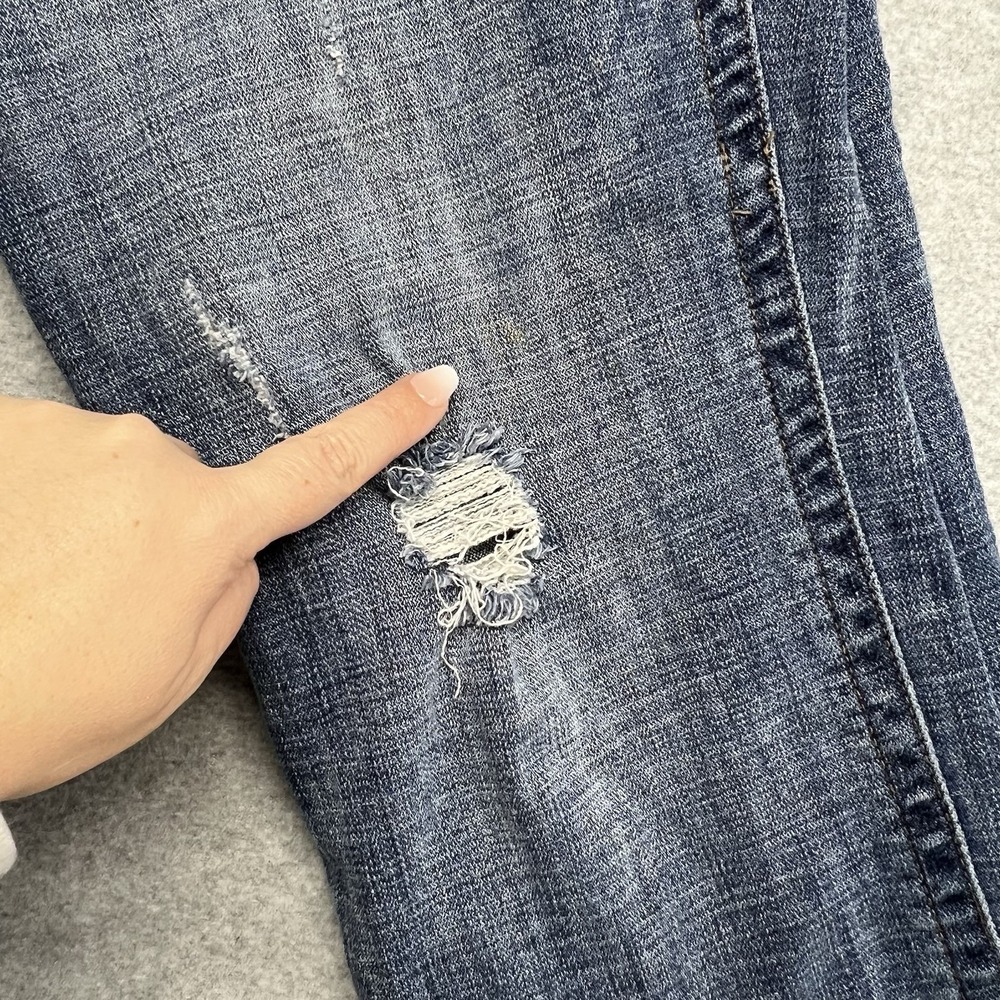 Kut From The Kloth Straight Leg Jeans Women's 12 Blue Med Wash Denim Distressed - Picture 13 of 14